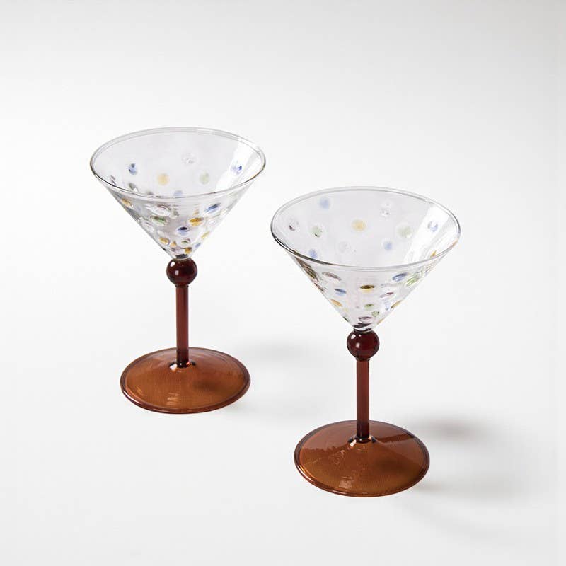 IVORE.GROUP (We cover All Import duty) – wholesale Cocktail/liquor glass – Colorful Polka Dot Wine Glass | Cocktail/Champagne Glass1