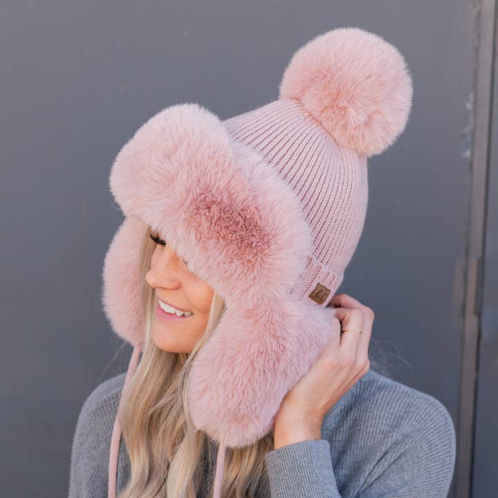 Truly Contagious – Großhandel Beanie – Kinder – CC Trapper-/Bombermütze mit Kunstfell für Kinder TRE0001