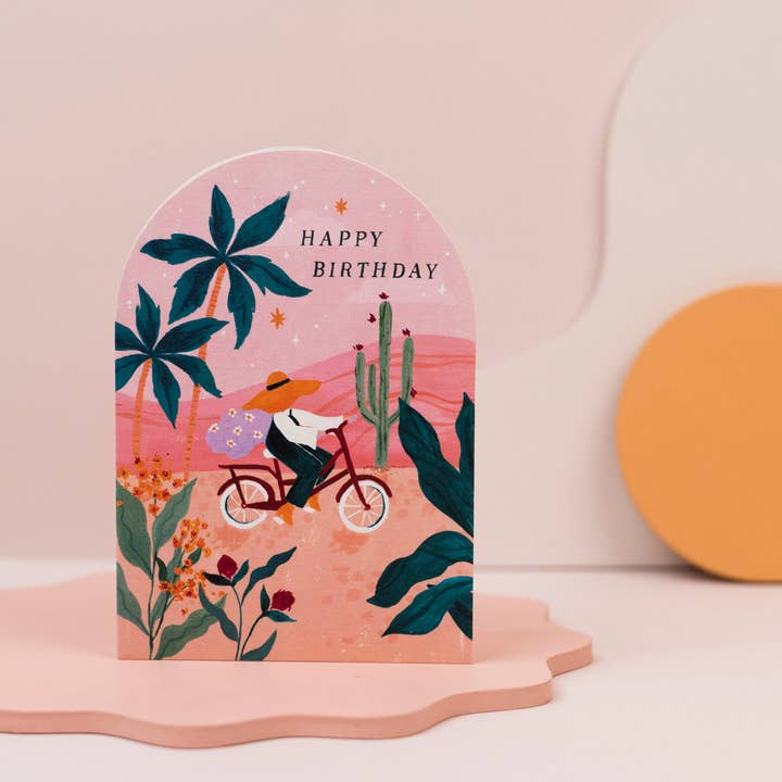 Sister Paper Co. - Wholesale Birthday Card - Sunset Bike Birthday Card | Female Birthday Card | Bohemian