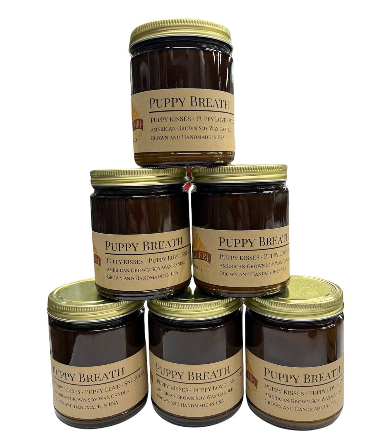 VIAI Beauty - Wholesale Jar/Filled Candle - PRAIRIE FIRE Puppy Breath Soy Wax Candle | 9 oz Amber Apothecary Jar5