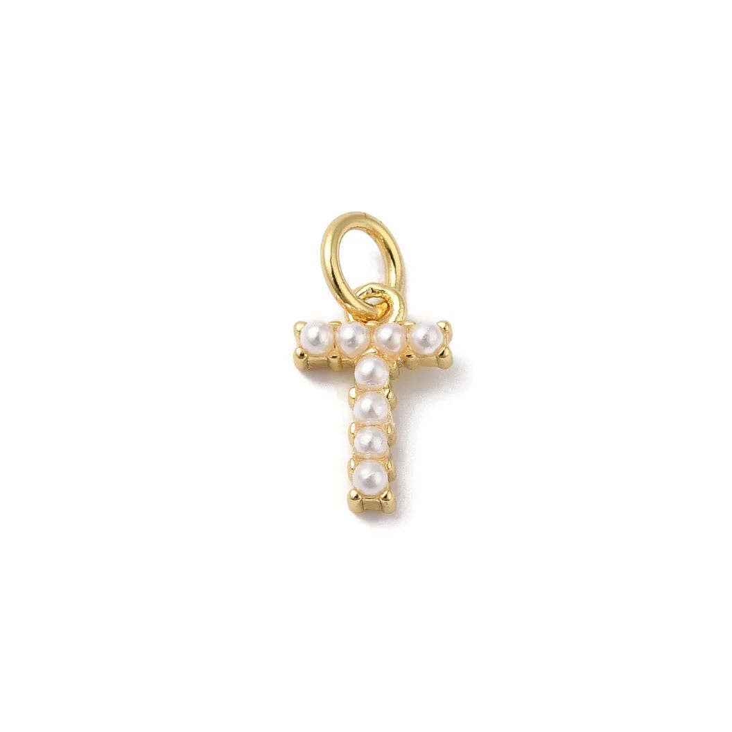 The Charm Bar Company - Wholesale Individual Charm/Pendant - Gold Large Pearl Initial Letter | Alphabet Charm19
