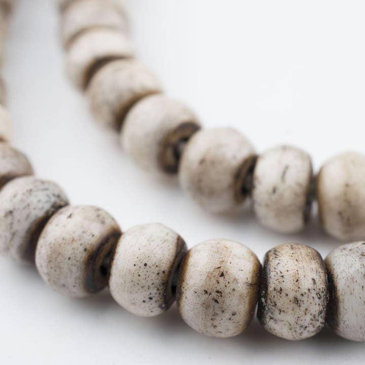 The Bead Chest – wholesale Prayer beads necklace – 8mm Grey Bone Mala Prayer Beads