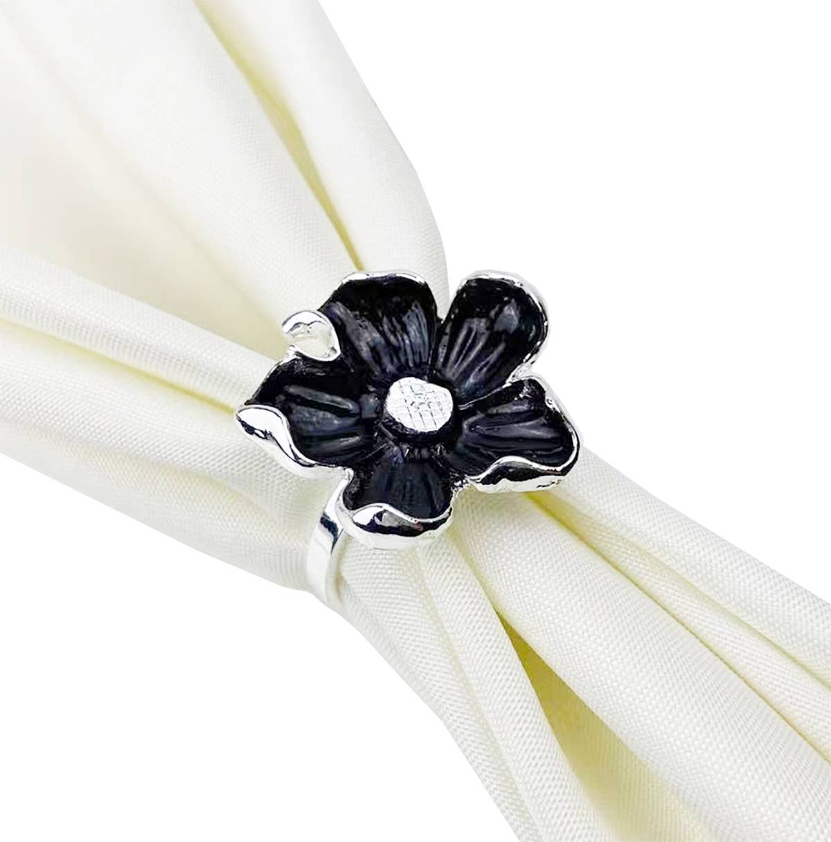 Fennco Styles - Vendita all'ingrosso Anelli portatovagliolo - Portatovaglioli in metallo smaltato a forma di fiore5