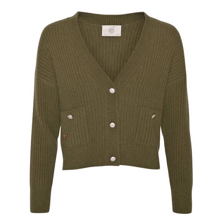 Cárdigan de cachemira Vivi-cs en musgo para venta al por mayor de cute stuff GmbH