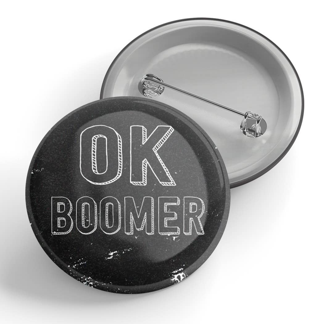 Black River Letterpress & Paper Co. - Wholesale Lapel Pin/Button - OK Boomer Button (Black)0