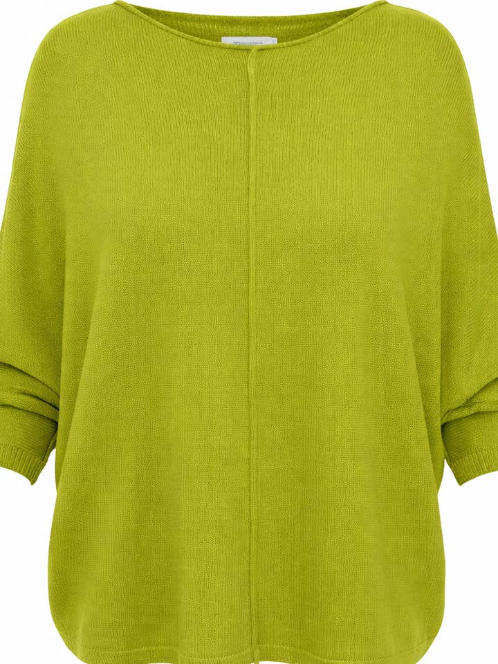 WF2745 LIME SEAM DETAIL LINEN HANDFEEL KNIT JUMPER for wholesale by Malissa J Collection