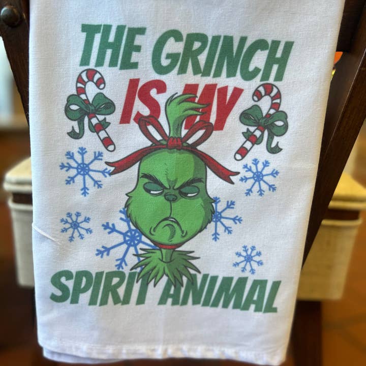DejaVu and New - Wholesale Tea Towel - Grinch is my Spirit animal, tea towel