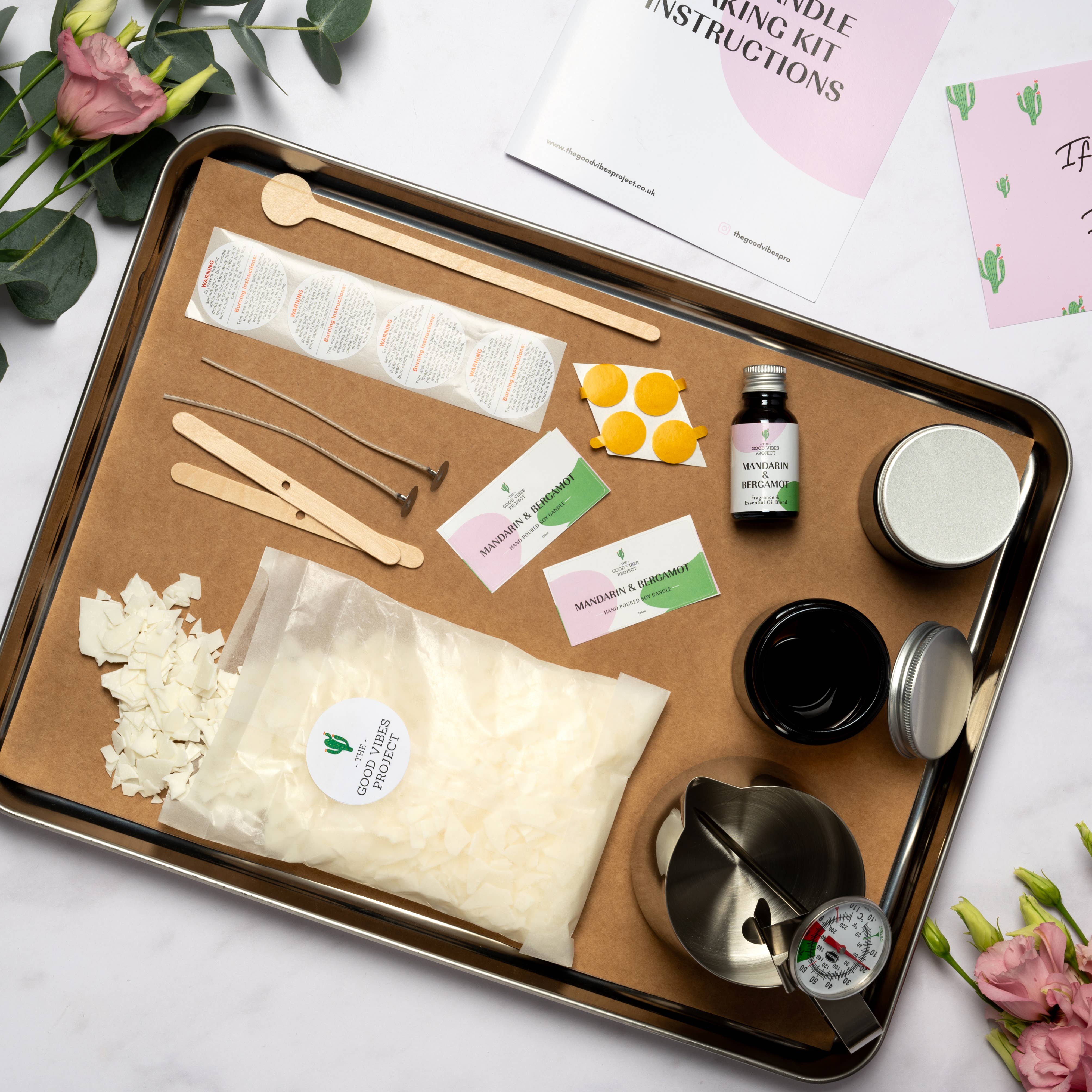 The Good Vibes Project - Wholesale DIY Craft Kit - DIY Soy Candle Making Kit to Make Your Own 4 Scented Candles3