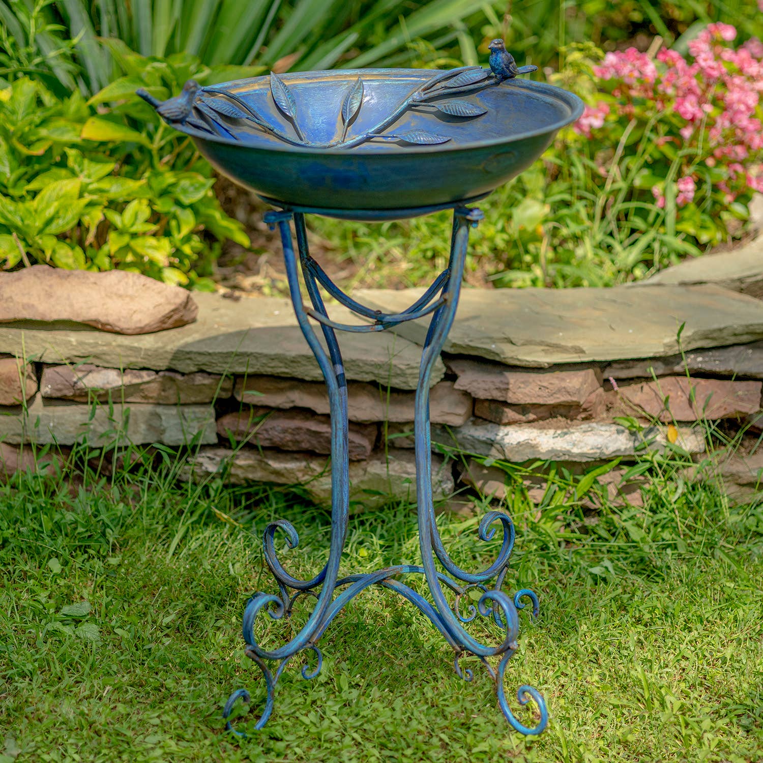 Zaer Ltd. International - Wholesale Bird Bath - "Two Birds" Iron Birdbath - 3 Color Options13