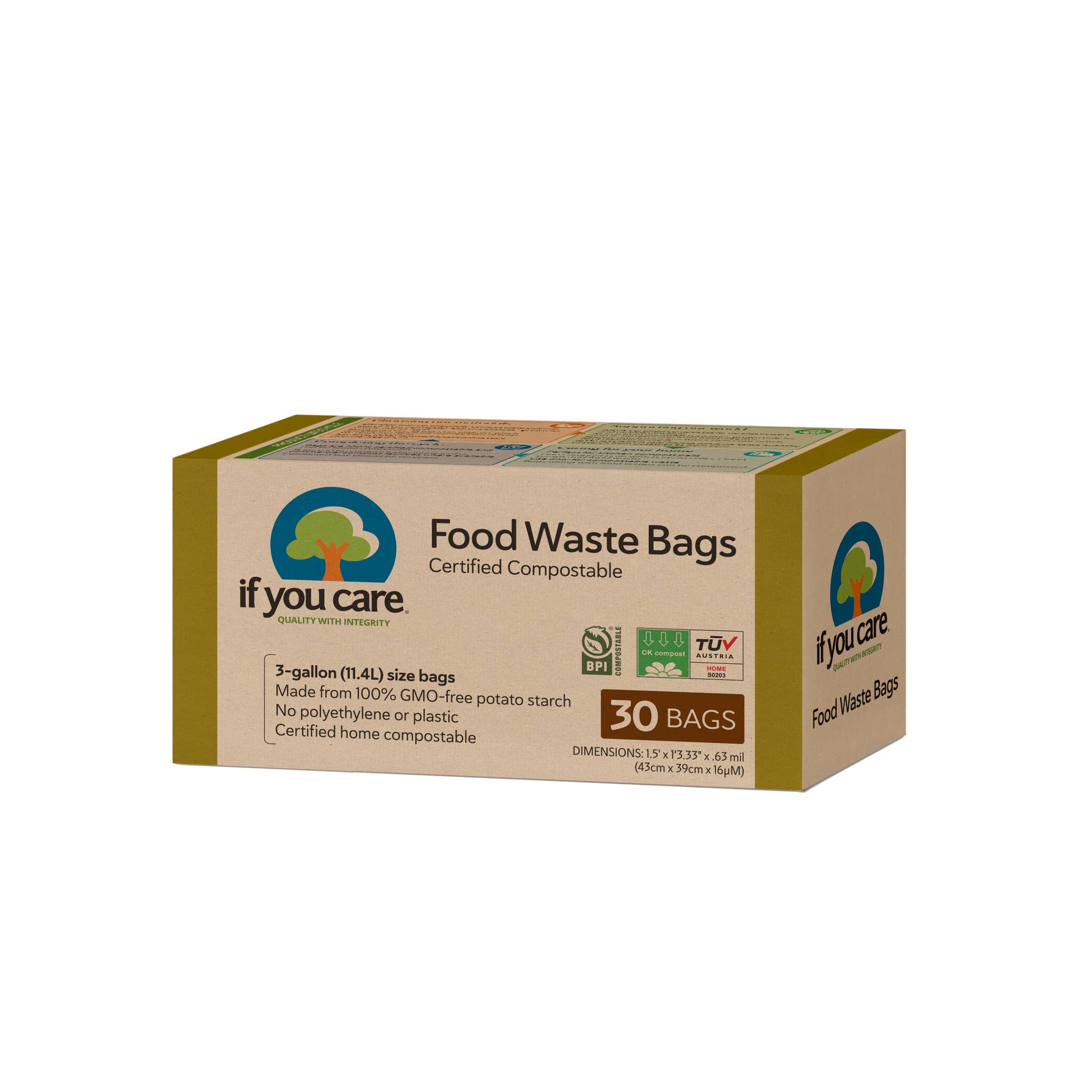 If You Care - Wholesale Food Storage Wrap/Bag - 3 Gallon Certified Compostable Food Waste Bags