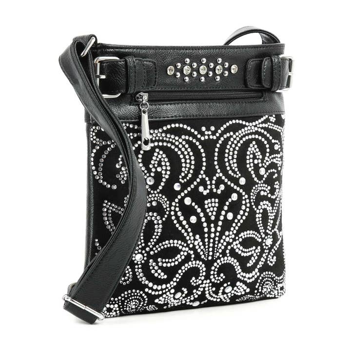 Unique Rhinestone Patterned Crossbody Sling for wholesale by Handbag Express