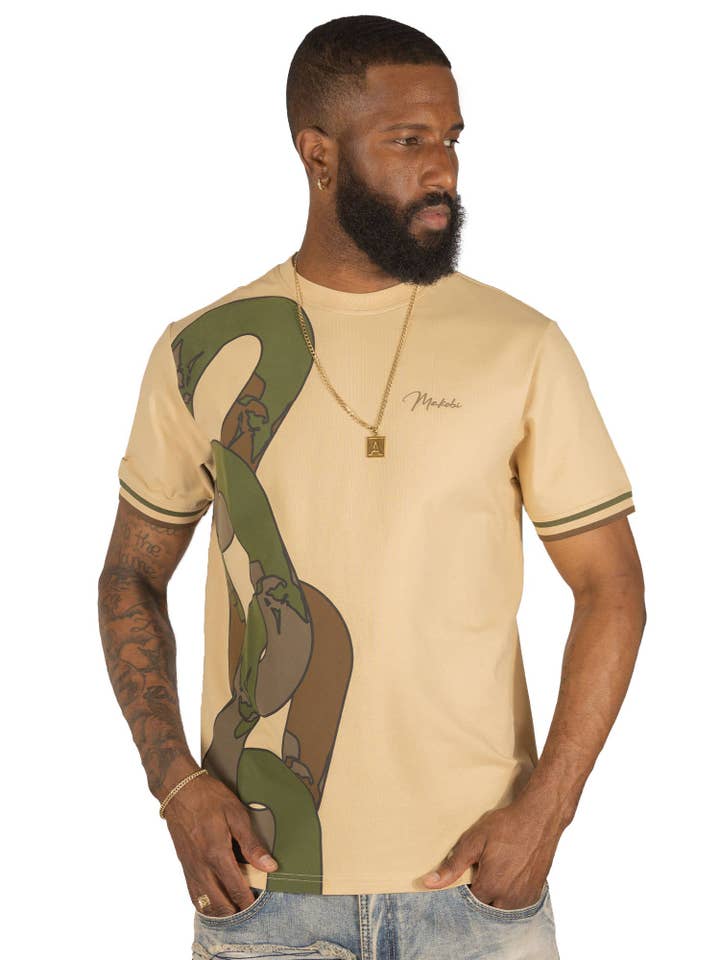 M376 Dober Chain Tee - Khaki for wholesale by Frost Originals