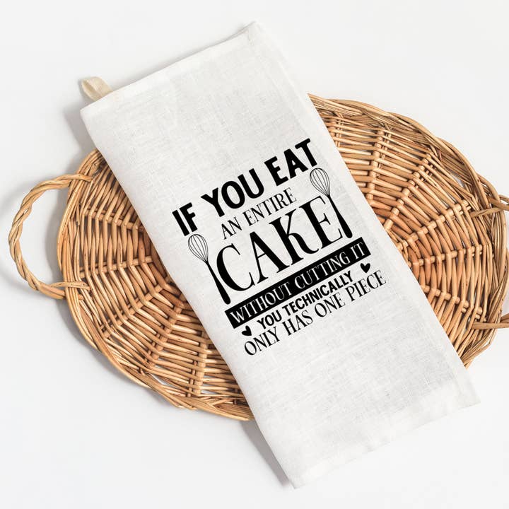 Only one piece of cake kitchen towel for wholesale by Kase Wear