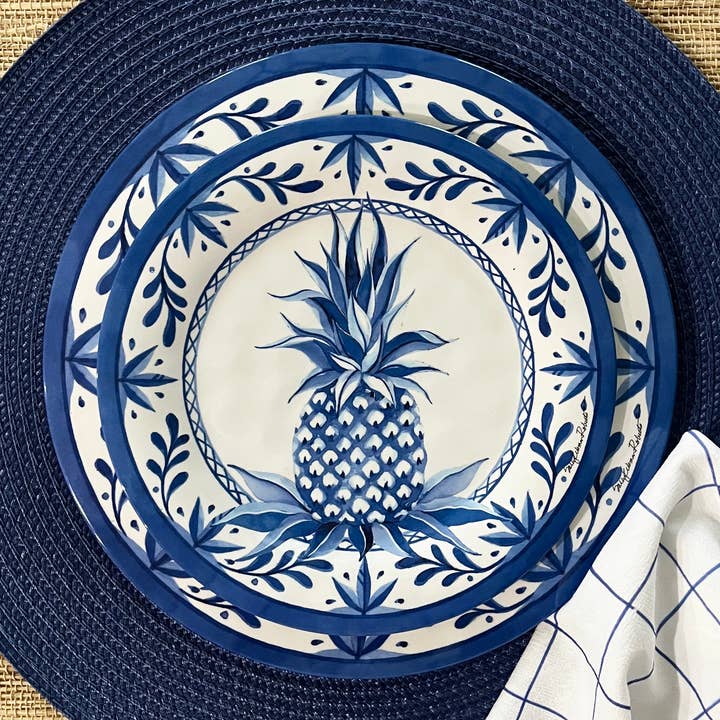 Bamboo Table - Wholesale Dinner Plate - Blue Pineapple Bamboo Dinner Plate2