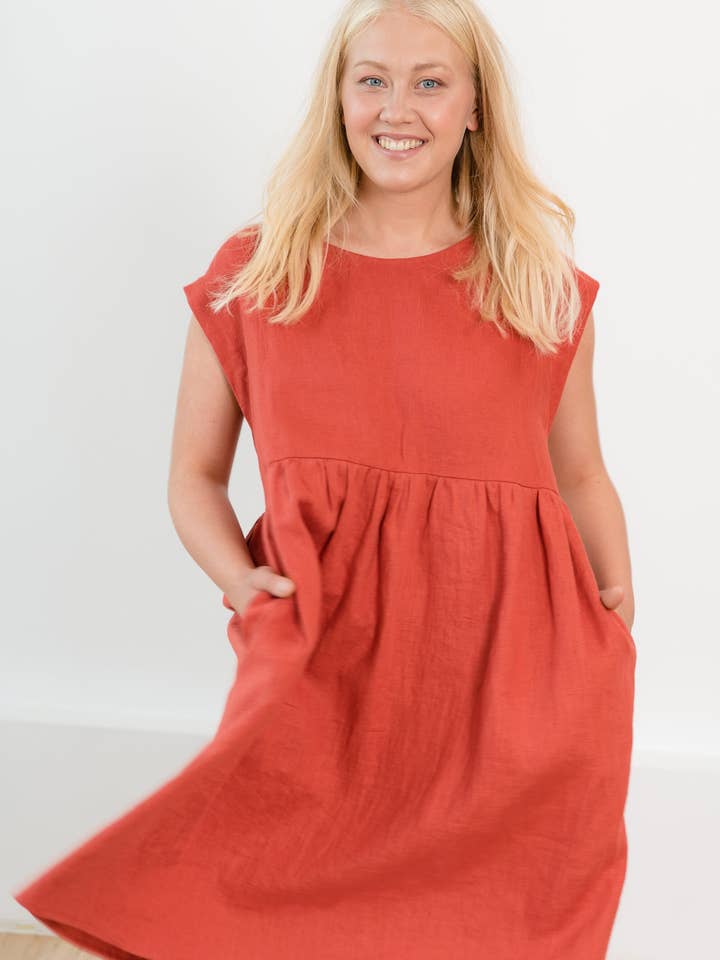 Linen Smock Dress, Loose Dress, Linen Clothing, Summer Dress for wholesale by LeMuse