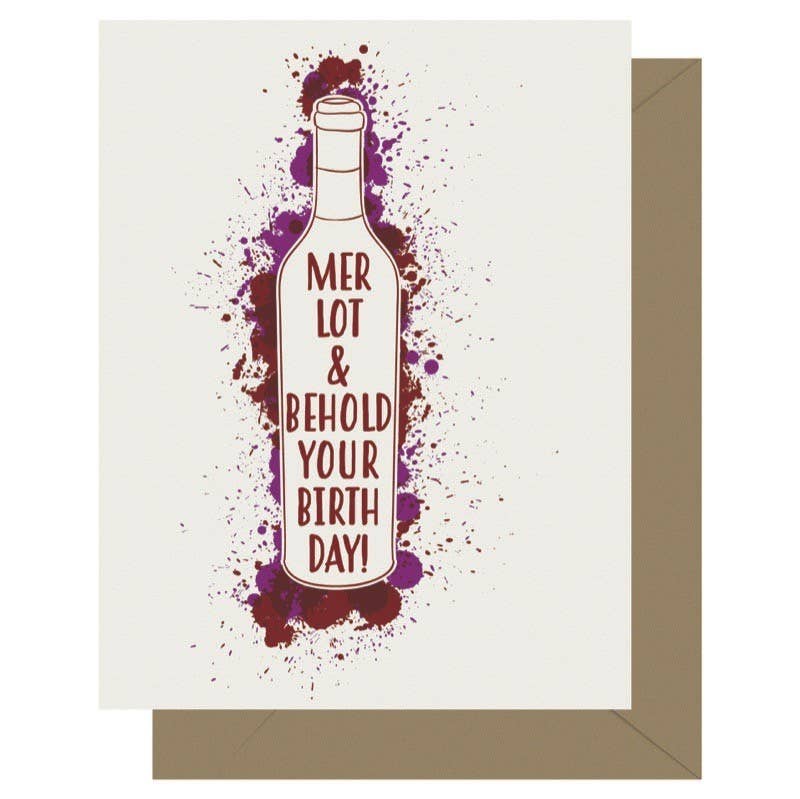 Letterpress Jess - Wholesale Birthday Card - Letterpress Merlot Birthday Greeting Card0