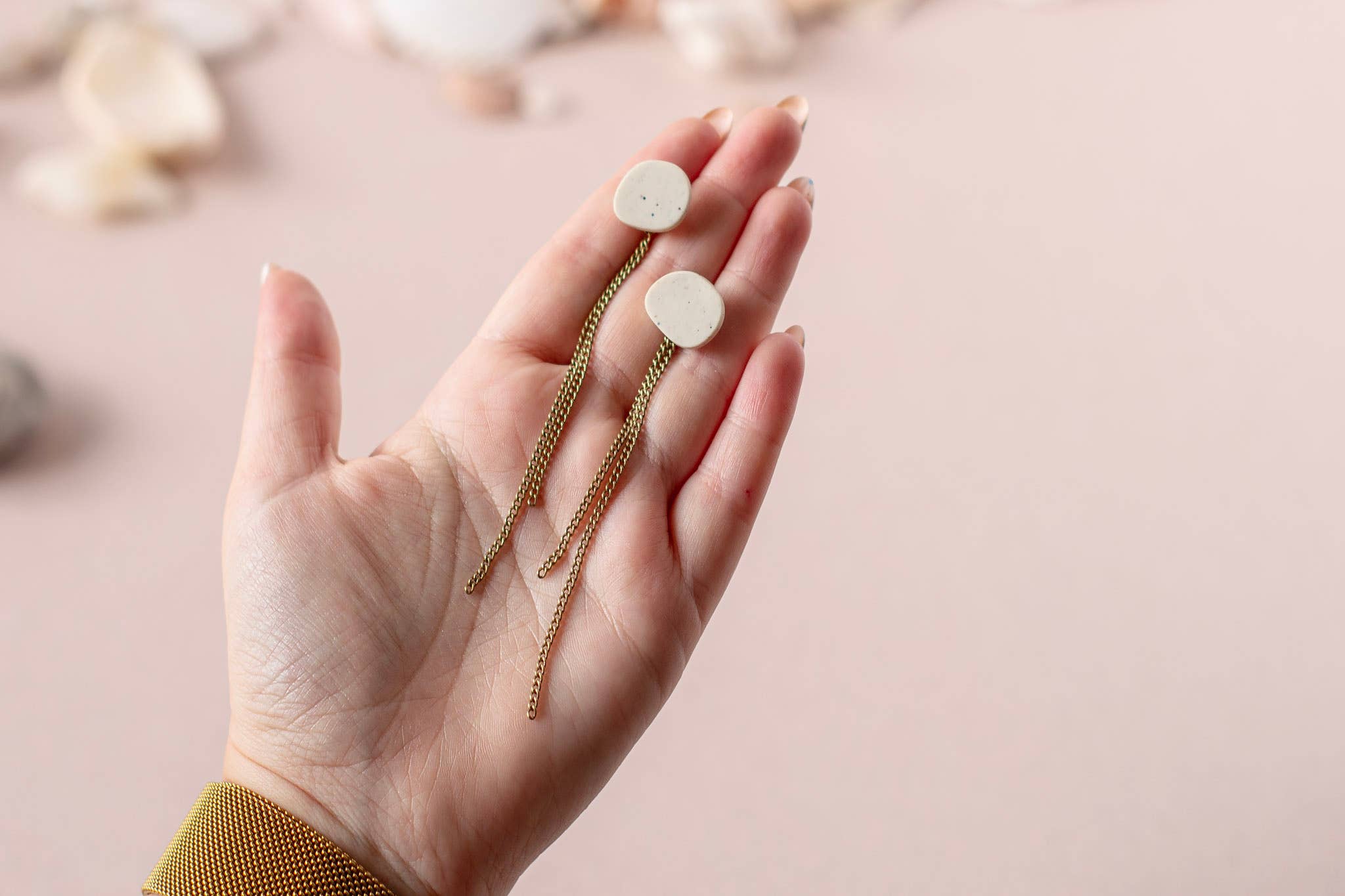 Inimini Homemade - Vendita all'ingrosso Orecchini pendenti - organico: stud + catena4