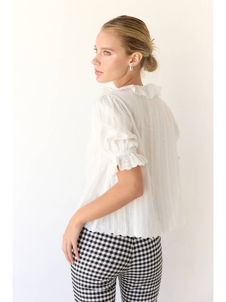 RAISONNEL - Wholesale Blouse - Women's - V-NECK RUFFLE BLOUSE - RT1017