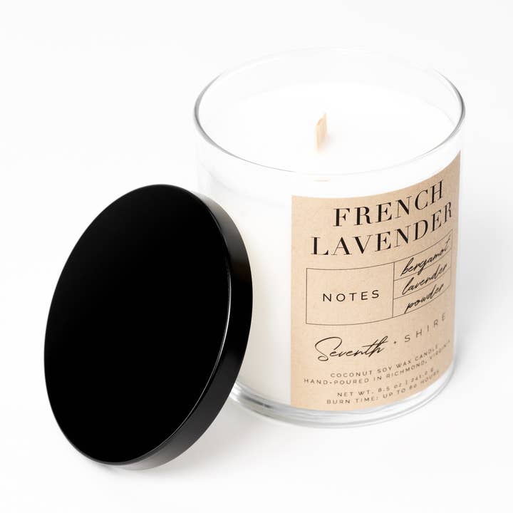 French Lavender Tumbler Candle for wholesale by Seventh + Shire