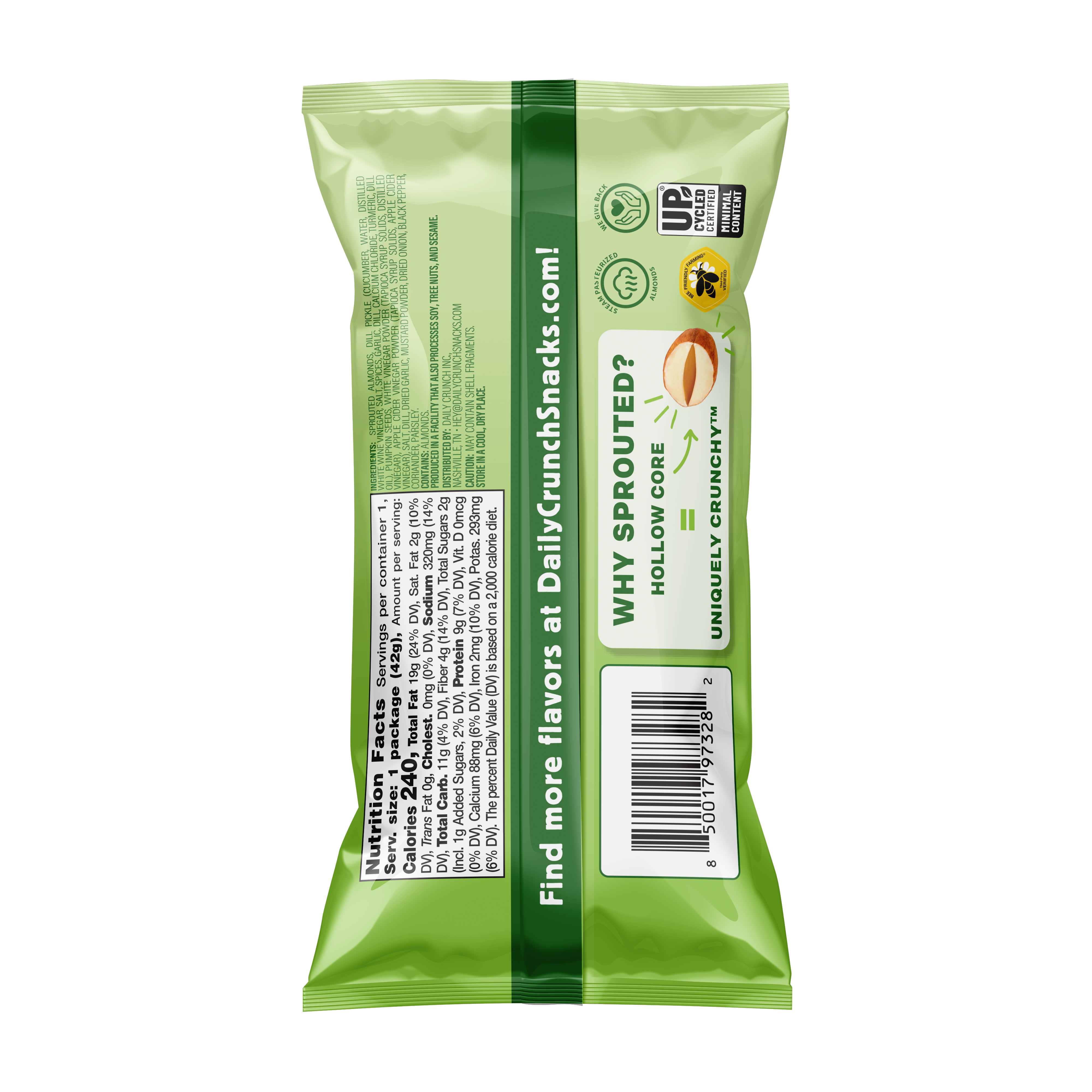 Daily Crunch - Wholesale Nuts - Dill Pickle Sprouted Almonds, 1.5oz Single Serve1