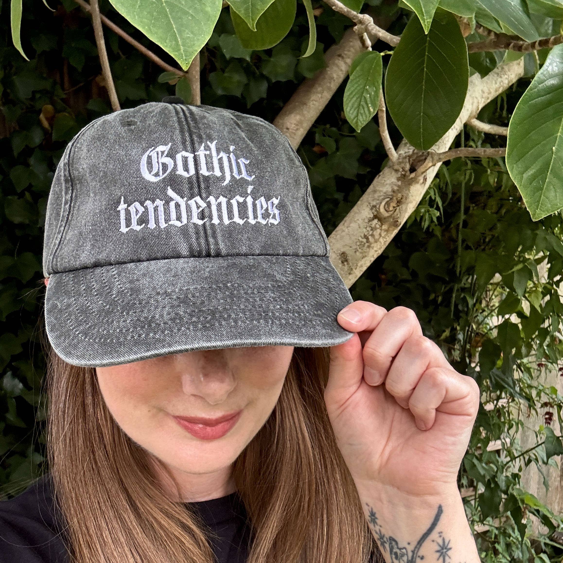 LiteraryEmporium - Wholesale Baseball Cap - Unisex - Gothic Tendencies Embroidered Hat – Vintage Black Cap2
