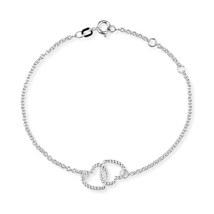 Seaside bracelet with double hearts in silver for wholesale by Heartbreaker designd by Drachenfels