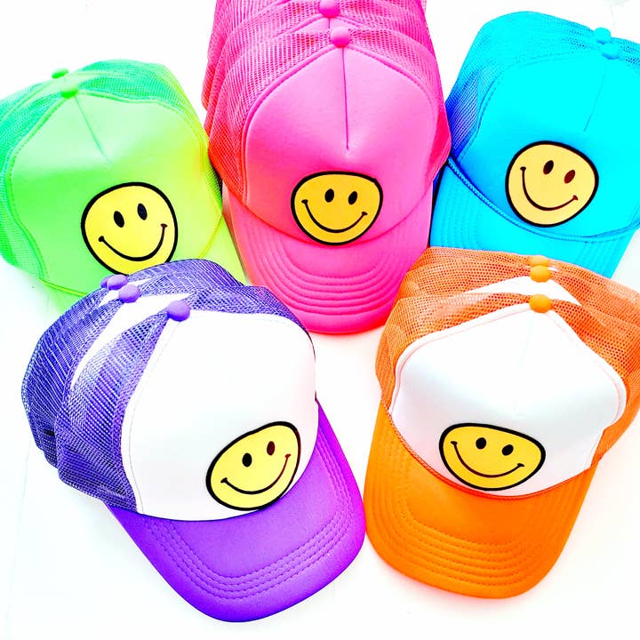 The Candy Collections - Wholesale Trucker Hat - Women's - Smiley Face Patch Vintage Trucker Hat cap unisex camo Fall