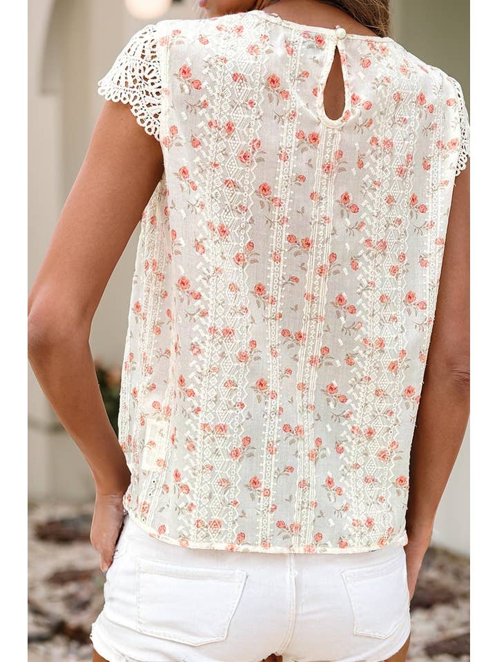 Bright Green LDC Floral Print Embroidery Detail Crochet Blouse for wholesale on Faire