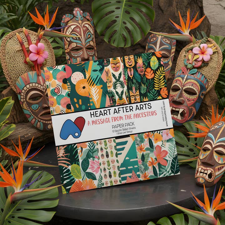 Tribal Ancestry Tropical Hawaii Travel Scrapbook Paper #1 for wholesale by Heart After Arts