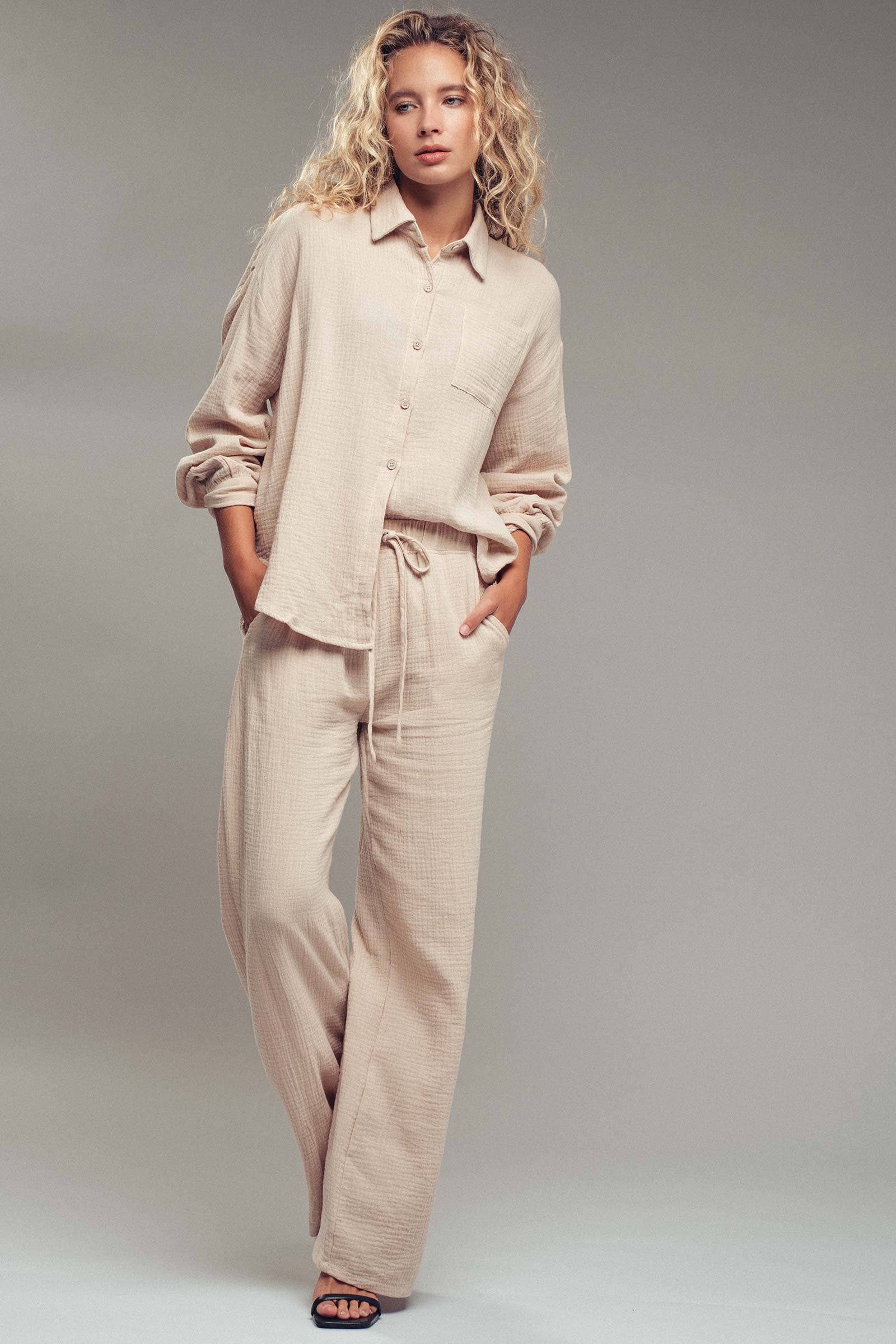 Urban Daizy - Wholesale Lounge Set - Women's - Textured Cotton Gauze Lounge Set9