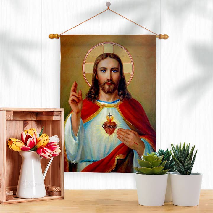 Two Group Flag Co - Wholesale Flag - Jesus Sacred Heart Religious Faith Decor Flag