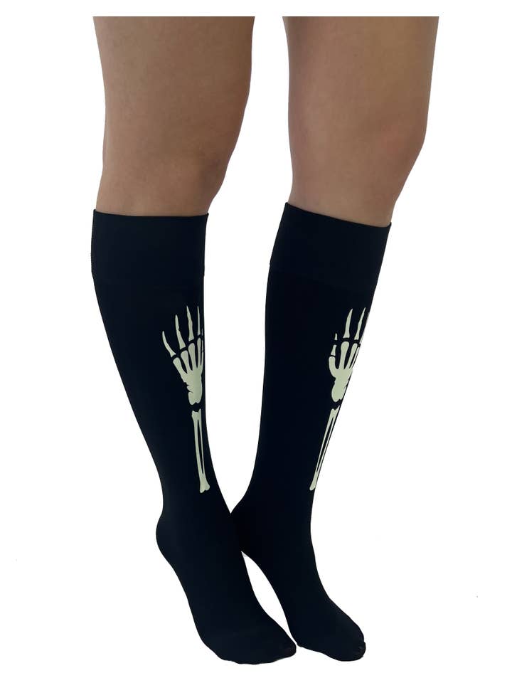 Skeleton Hands Knee High Socks Black for wholesale on Faire2