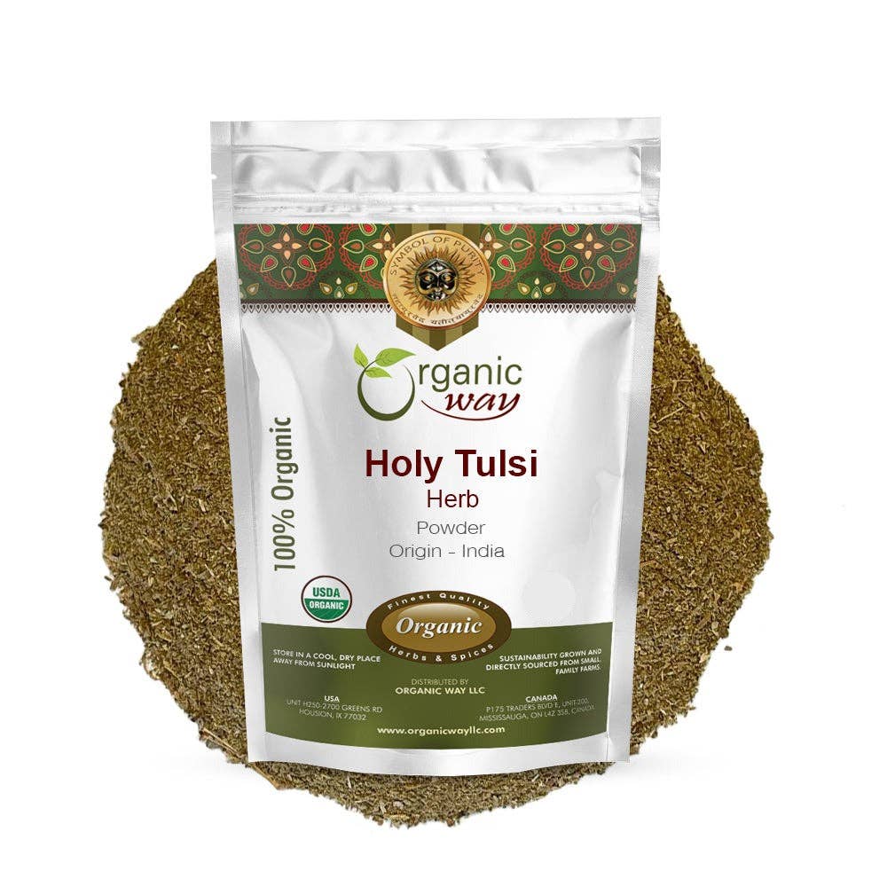 Organic Way LLC - Wholesale Herbs - Holy Tulsi / Holy Basil Herb Powder (Ocimum tenuiflorum) - Kosher Certified | Raw, Vegan, Non GMO & Gluten Free | USDA Certified | Origin - India