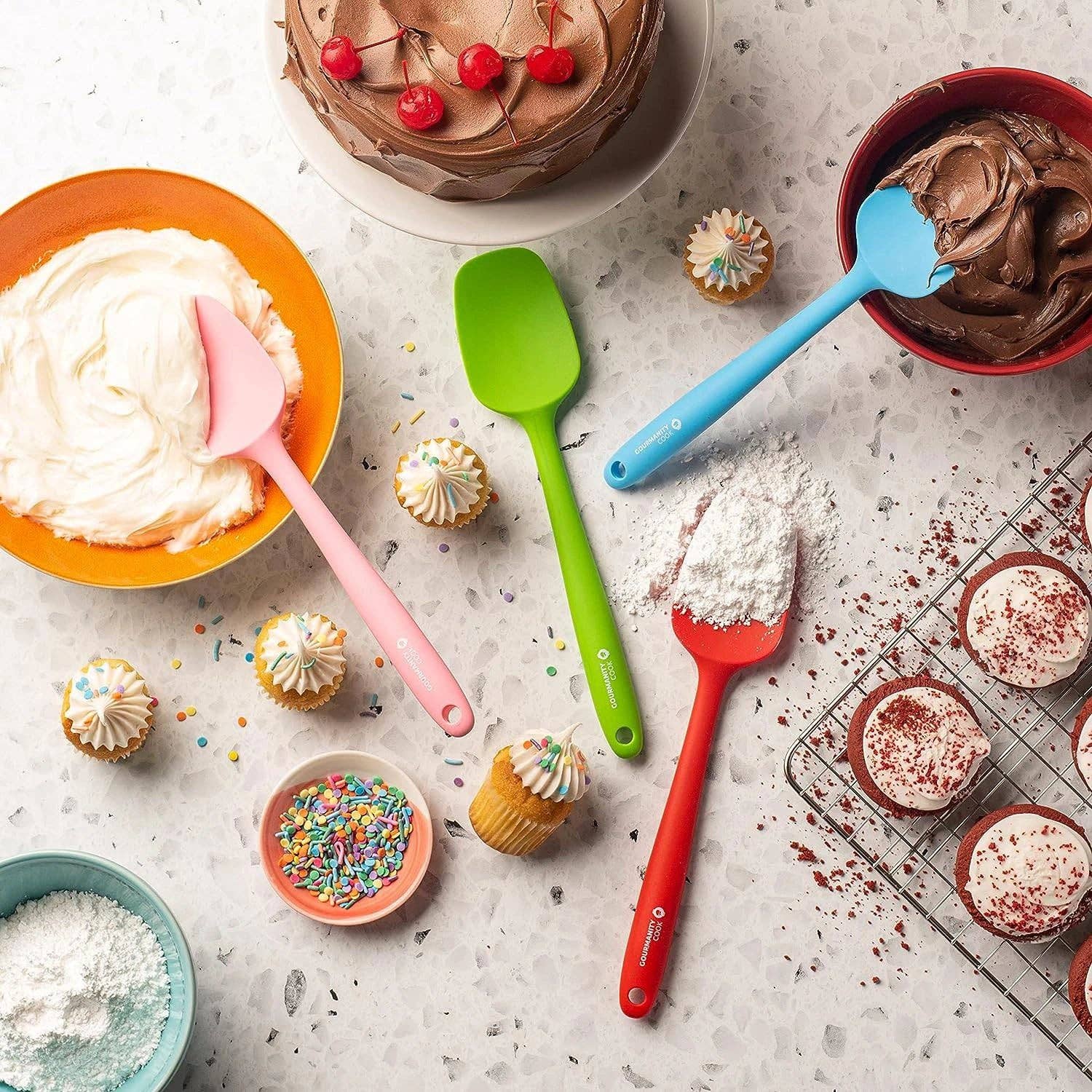 Think Distributors - Wholesale Spatula/Turner - Gourmanity Cook Silicone Spoonula - Set of 44