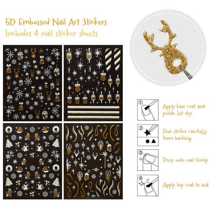Wrapables.com - Wholesale Nail Art/Decal - Wrapables 5D Embossed Nail Art Stickers 4pcs5