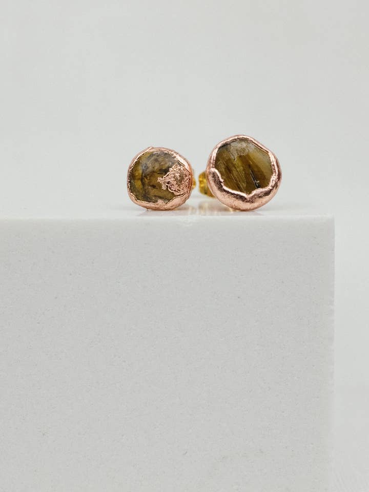 Tigers Eye Earrings in Copper for wholesale by Lyon and Feather