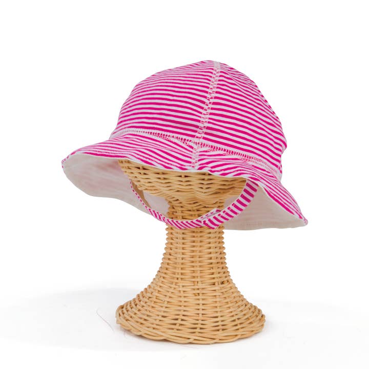 Stribet jerseysolhat til børn med velcrostropper for engroshandel hos Bay Sky Home