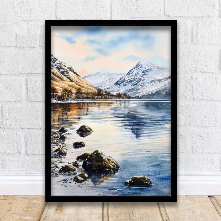 Ullswater Lake District Watercolor Painting Lake District Art Watercolor Landscape Ullswater Poster Scenic Lake Art UK Nature Art for wholesale by InkNPrintz