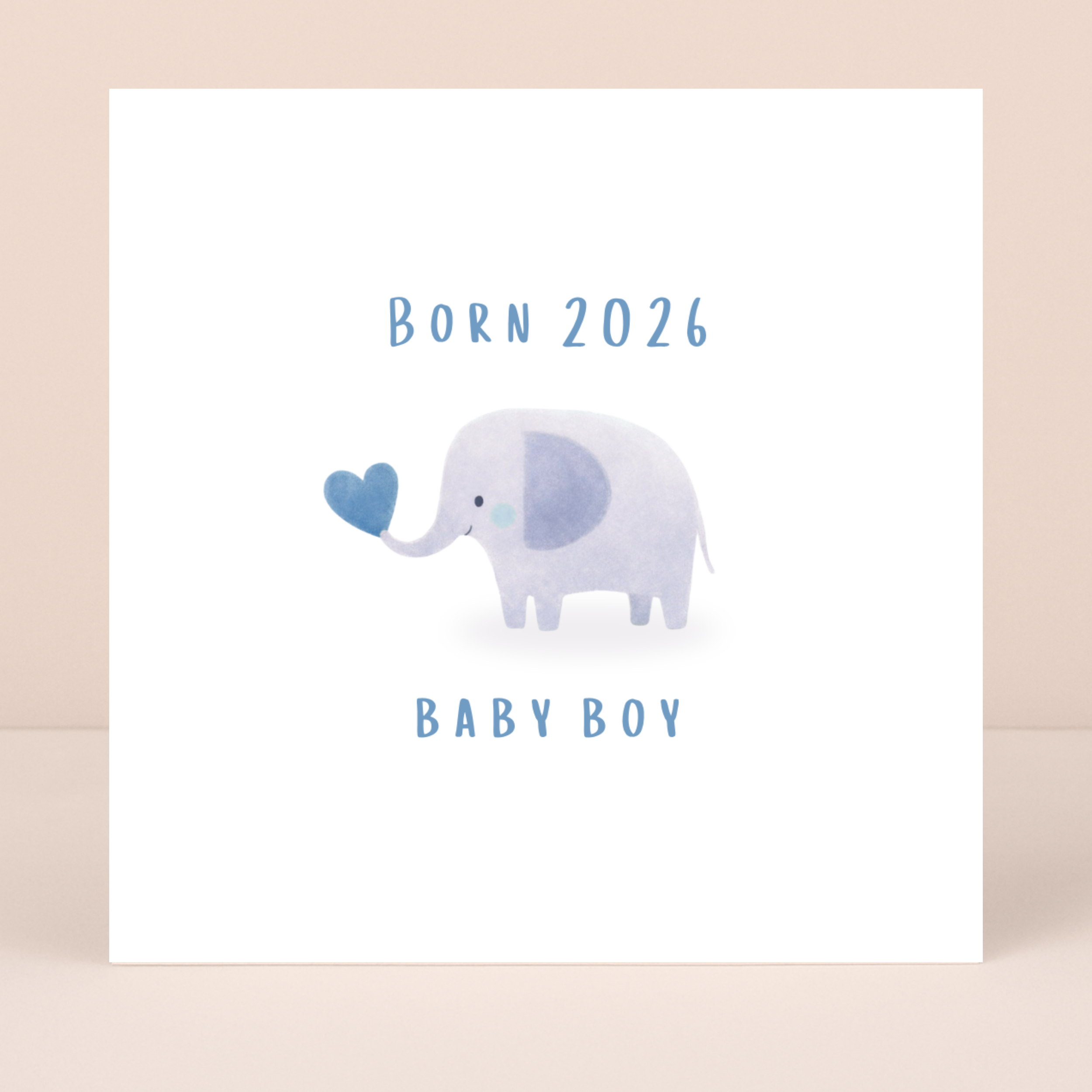 Petimo – wholesale Baby card – Born 2026 Blue New Baby Boy Cute Elephant Card1