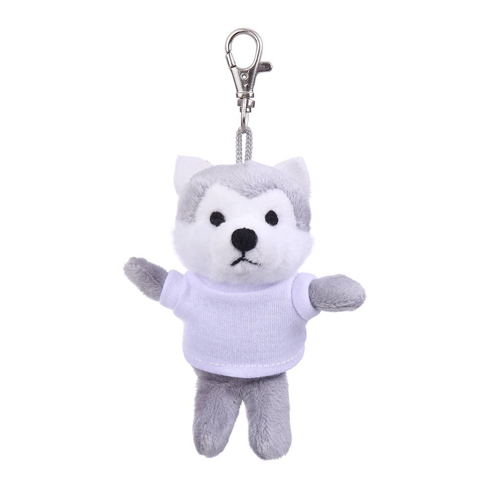 Plushland - Wholesale Keychain - Unisex - 4" Keychain - Husky with customized shirt1