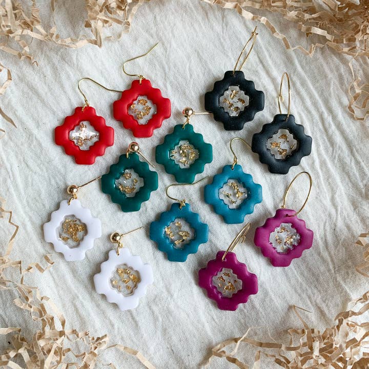 Gold Leaf Window Polymer Clay handgemaakte oorbellen voor wholesale door thehappyfirefly