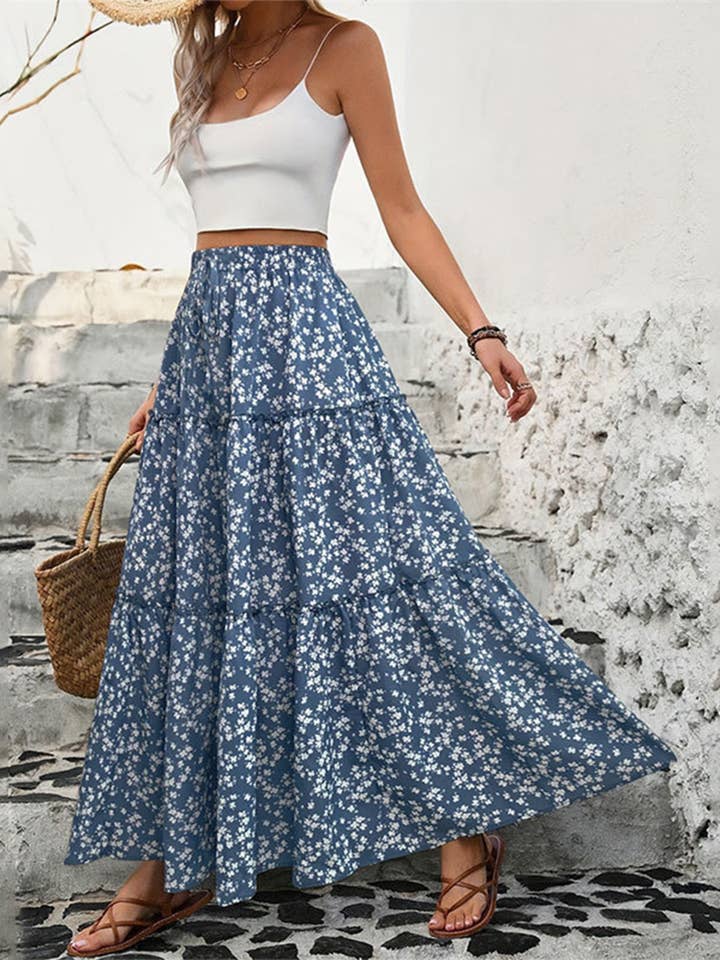 Wholesalesir - Wholesale Skirt - Women's - Floral Belt With Three-layer Splicing Skirt3