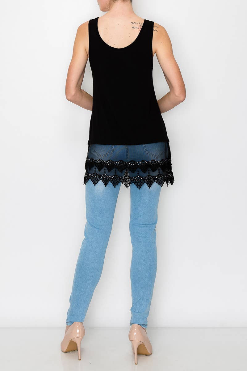 Origami Apparel ~  Lace and Crochet inspired – Großhandel Tanktop – Damen – TANKTOP MIT GLITZENDER SPITZE VERZIERT -T09 HOT FIX0