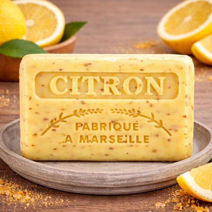 125 g französische Seife mit zerdrückter Zitrone für den Großhandel von French Soap Wholesale
