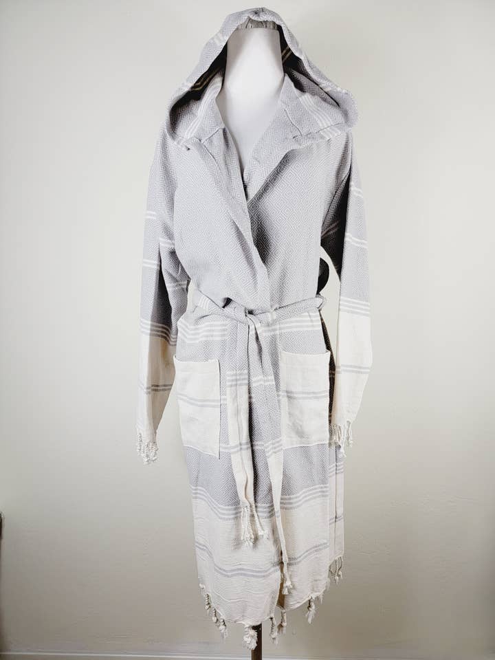 EBRU Home - Wholesale Robe - Unisex - Unisex Robe, Beach, Bath and Spa Turkish Robe - Gray