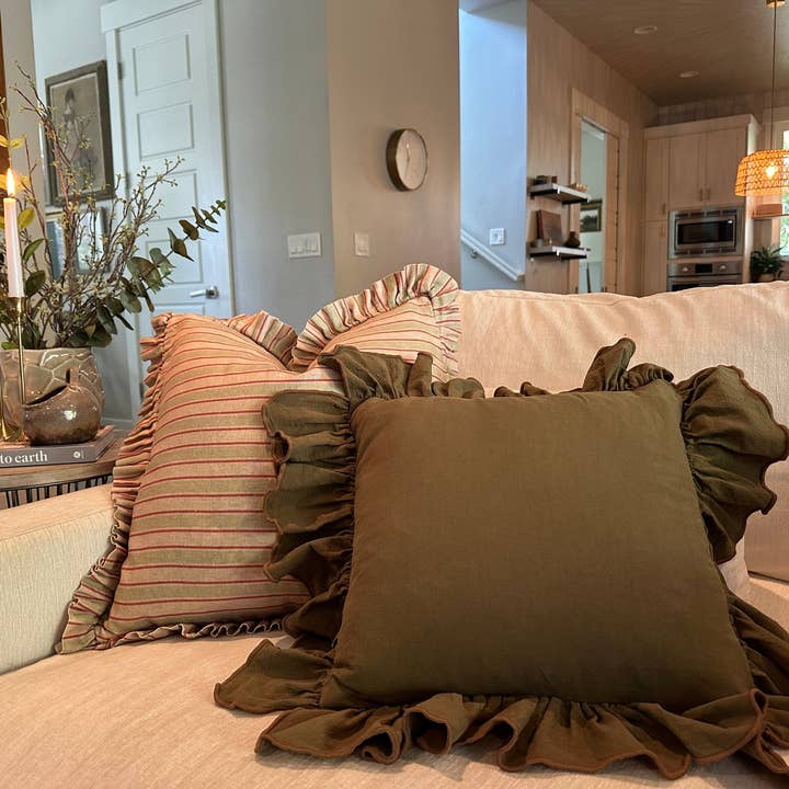 Rennah Collective - Wholesale Throw/Decorative Pillow - Tilly Striped-Ruffle Pillow Cover3