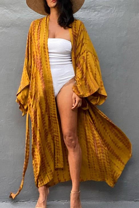 Rosa Clothing - Wholesale Swim Cover Up - Women's - boho tie dye long kimono beach Bikini Cover Up Robe-16colors0