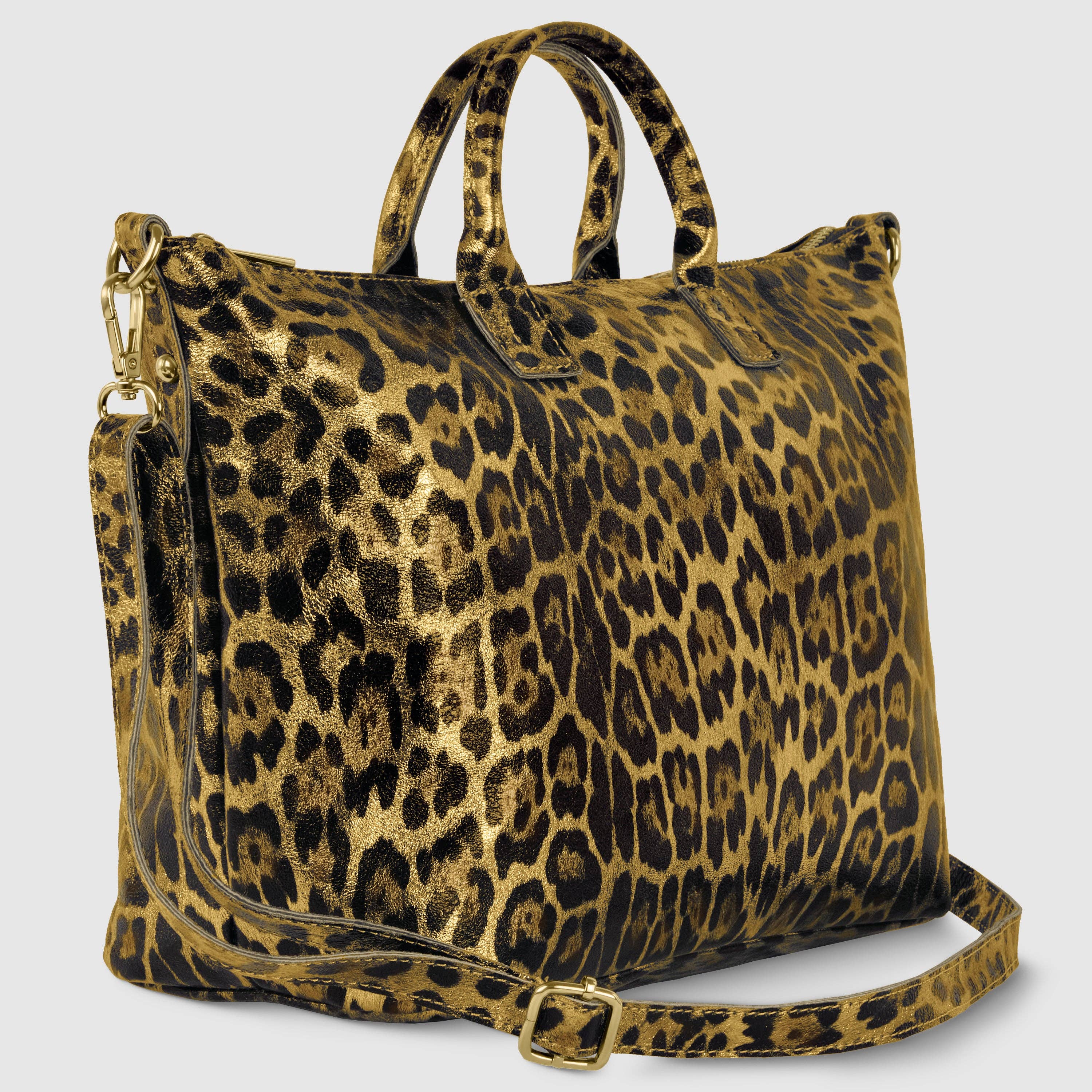 TAKEASY - Vendita all'ingrosso Borsa con manico - Donna - Borsa a Mano in Pelle Scamosciata Metallica Leopardata9