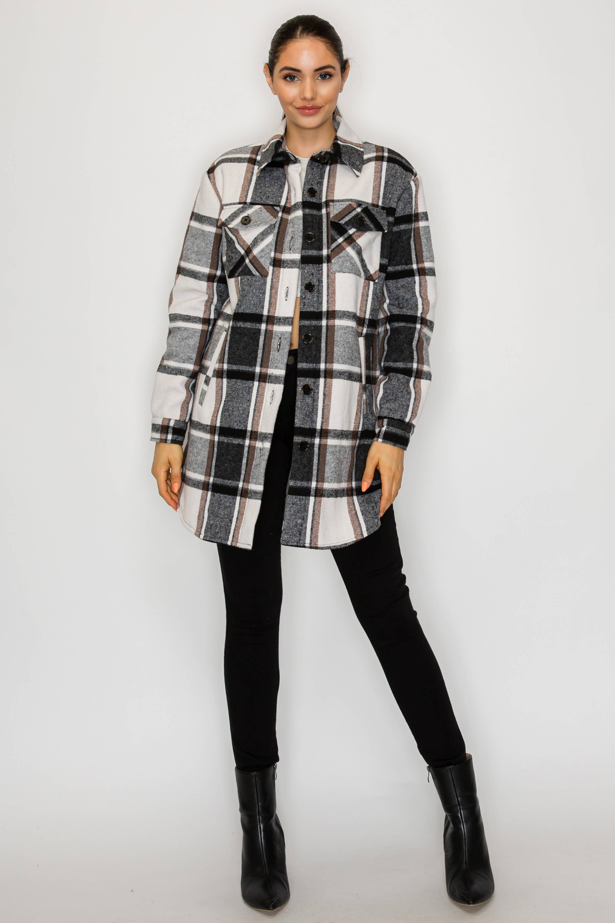 PATRONCITO USA INTERNATIONAL, INC - Wholesale Shirt Jacket/Shacket - Women's - Women Plaid Long Button Shirts Jackets (Shakets) LJ450-202551