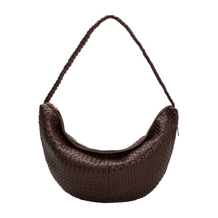 Melie Bianco - Wholesale Shoulder Bag - Women's - Raquel Espresso XL Recycled Shoulder Bag